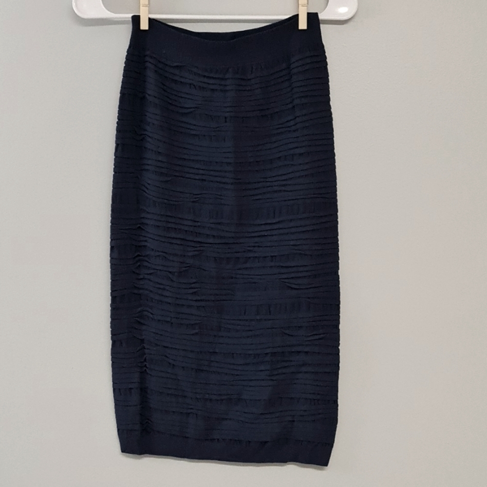 Navy Stretch Ruched Skirt